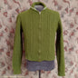 Vintage Mens 1950s Knitted Lumberjacket Zip Up Cardigan Sweater Olive Green Wool S/M