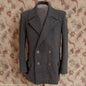 Vintage Mens Timeworn 1930s 1940s Back Belted Double Breasted Work Jacket Brown Wool 38"