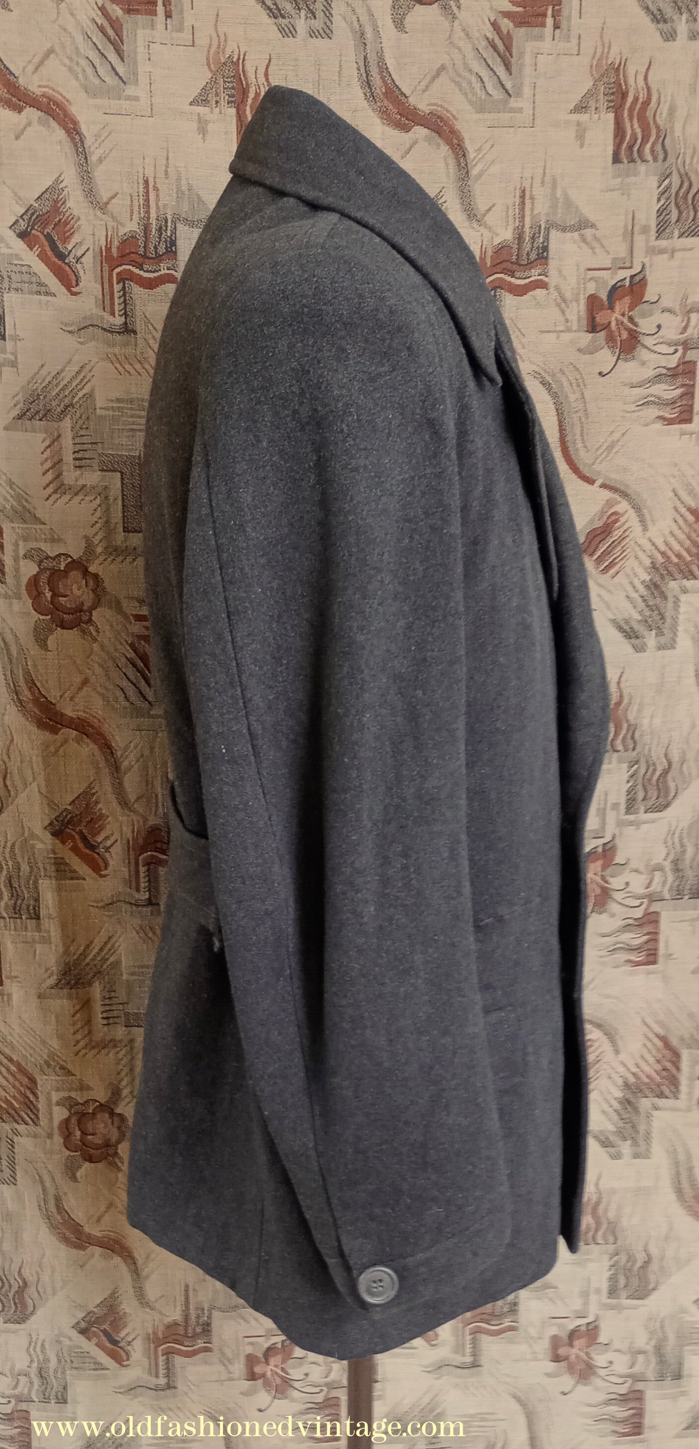 Vintage Mens Timeworn 1930s 1940s Back Belted Double Breasted Work Jacket Brown Wool 38"