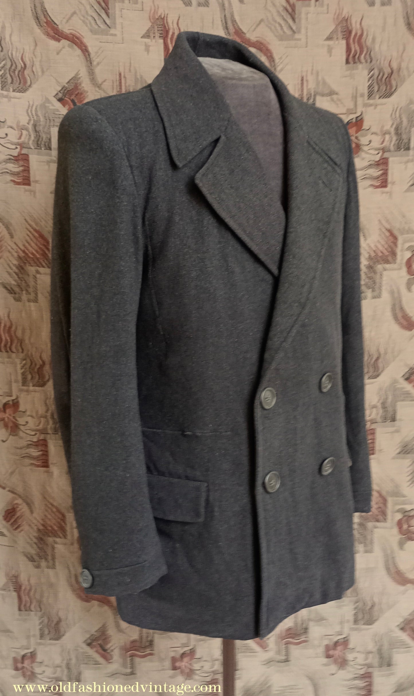 Vintage Mens Timeworn 1930s 1940s Back Belted Double Breasted Work Jacket Brown Wool 38"
