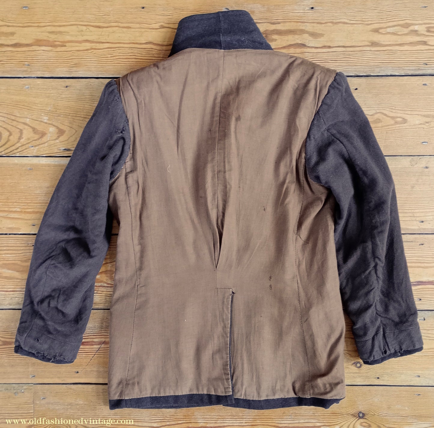 Vintage Mens Timeworn 1930s 1940s Back Belted Double Breasted Work Jacket Brown Wool 38"