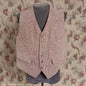 Vintage Mens 1940s Tweed Waistcoat Brown Check Bespoke Tailored Flap Pockets 44"