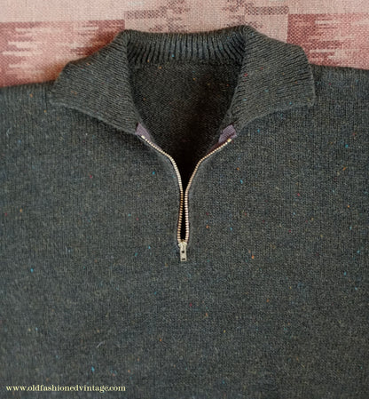 Old Fashioned Garments Vintage Reproduction 1940s Mens Zip Neck Jumper Polo Collar Sweater Lumberjacket Medium