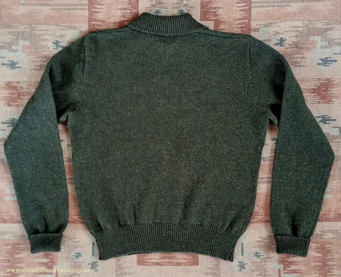 Old Fashioned Garments Vintage Reproduction 1940s Mens Zip Neck Jumper Polo Collar Sweater Lumberjacket Medium
