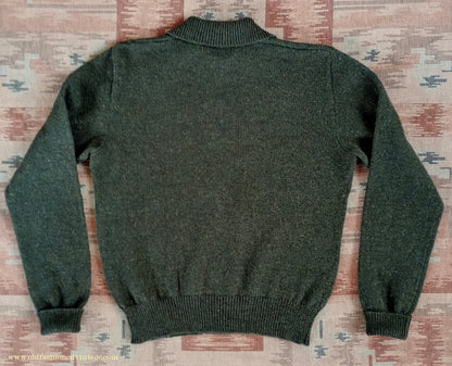 Old Fashioned Garments Vintage Reproduction 1940s Mens Zip Neck Jumper Polo Collar Sweater Lumberjacket Medium