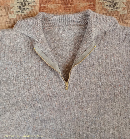 Old Fashioned Garments Vintage Reproduction 1940s Mens Zip Neck Jumper Polo Collar Sweater Lumberjacket Small