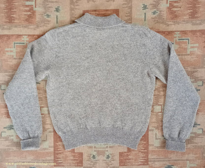 Old Fashioned Garments Vintage Reproduction 1940s Mens Zip Neck Jumper Polo Collar Sweater Lumberjacket Small
