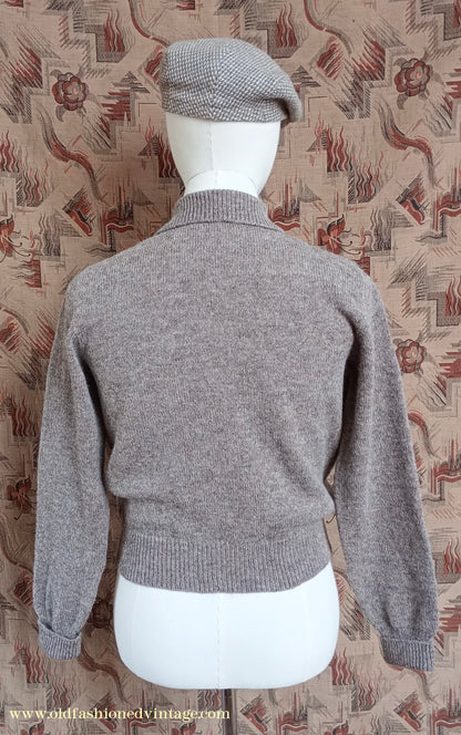 Old Fashioned Garments Vintage Reproduction 1940s Mens Zip Neck Jumper Polo Collar Sweater Lumberjacket Small
