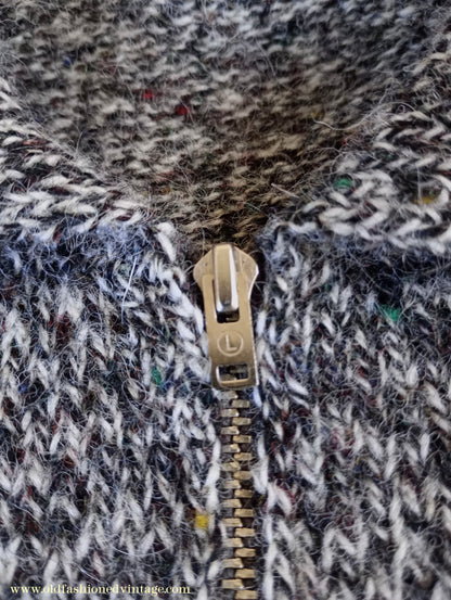 Old Fashioned Garments Vintage Reproduction 1940s Mens Zip Neck Jumper Polo Collar Sweater Lumberjacket Medium