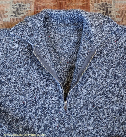Old Fashioned Garments Vintage Reproduction 1940s Mens Zip Neck Jumper Polo Collar Sweater Lumberjacket Medium