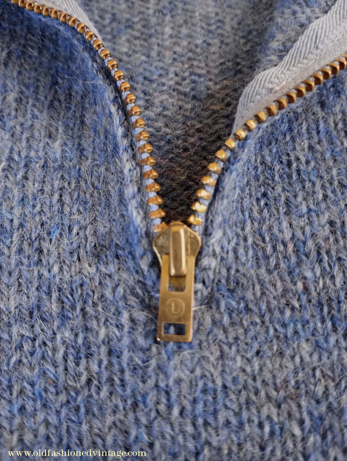 Old Fashioned Garments Vintage Reproduction 1940s Mens Zip Neck Jumper Polo Collar Sweater Lumberjacket Small