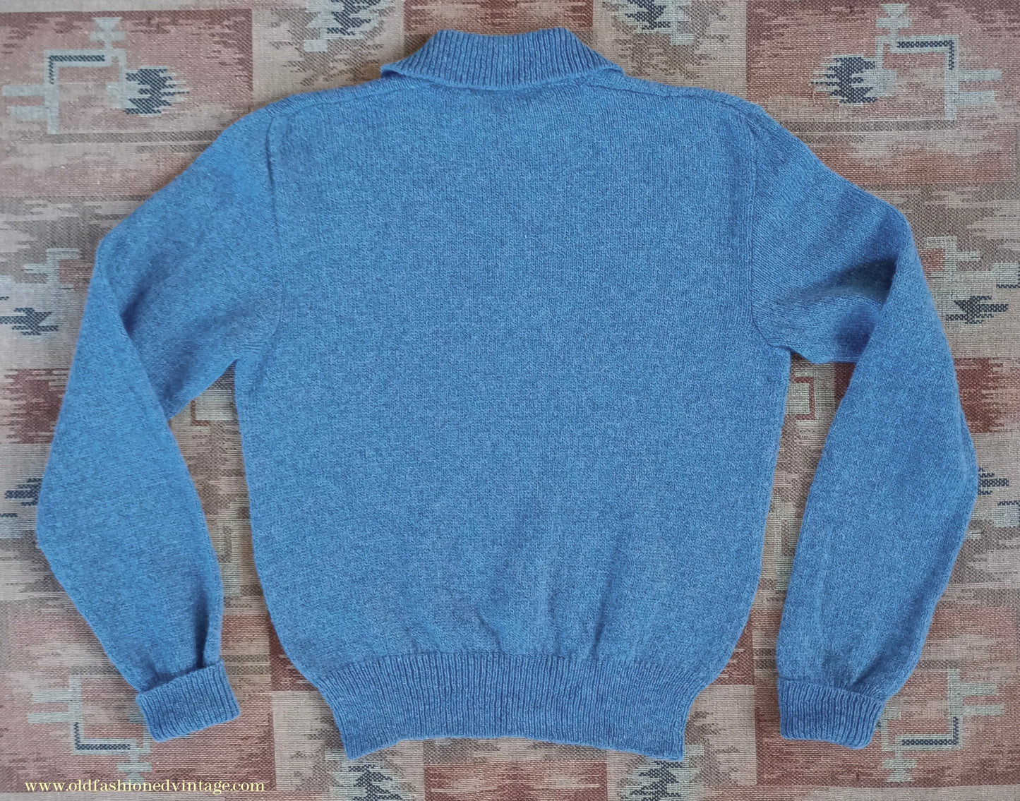 Old Fashioned Garments Vintage Reproduction 1940s Mens Zip Neck Jumper Polo Collar Sweater Lumberjacket Small