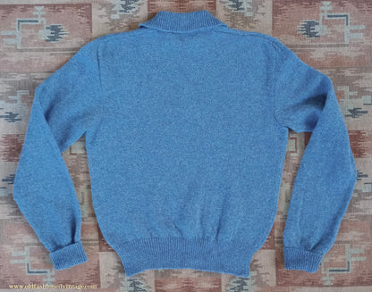 Old Fashioned Garments Vintage Reproduction 1940s Mens Zip Neck Jumper Polo Collar Sweater Lumberjacket Small