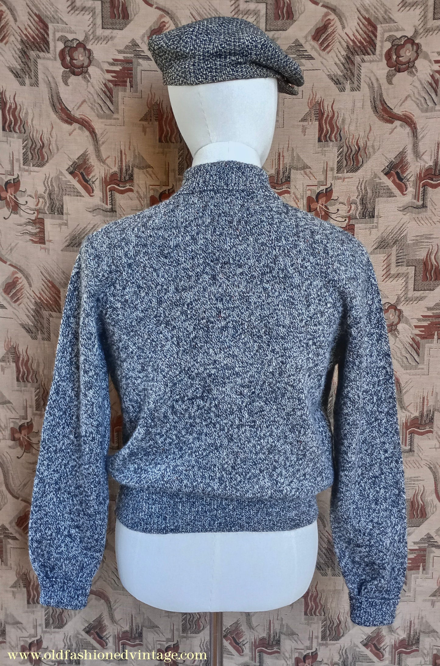 Old Fashioned Garments Vintage Reproduction 1940s Mens Zip Neck Jumper Polo Collar Sweater Lumberjacket Medium
