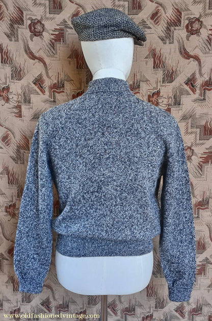 Old Fashioned Garments Vintage Reproduction 1940s Mens Zip Neck Jumper Polo Collar Sweater Lumberjacket Medium