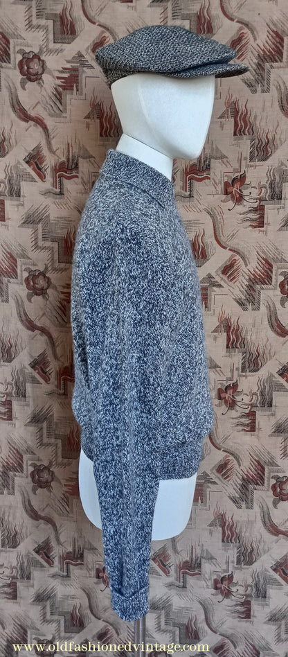 Old Fashioned Garments Vintage Reproduction 1940s Mens Zip Neck Jumper Polo Collar Sweater Lumberjacket Medium