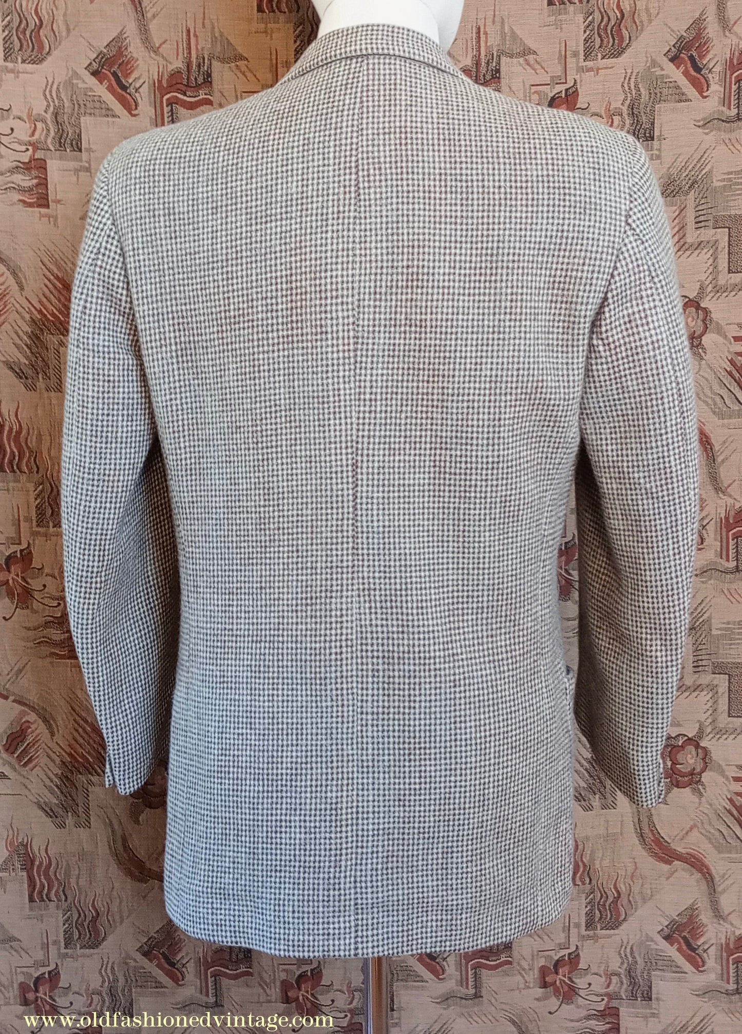 Vintage Mens 1940s 1950s Harris Tweed Sports Jacket Blue Brown Patch Pockets 40"