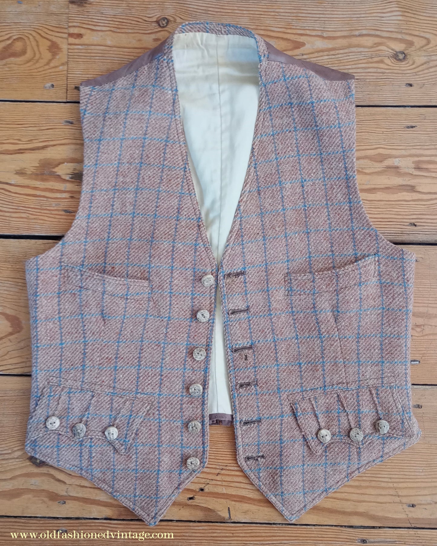 Vintage Mens 1930s Tweed Argyll Kilt Jacket & Waistcoat Set Ginger Windowpane Check Wool Tailored Traditional Scottish Sports Coat 36"