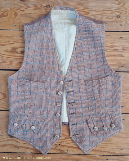 Vintage Mens 1930s Tweed Argyll Kilt Jacket & Waistcoat Set Ginger Windowpane Check Wool Tailored Traditional Scottish Sports Coat 36"