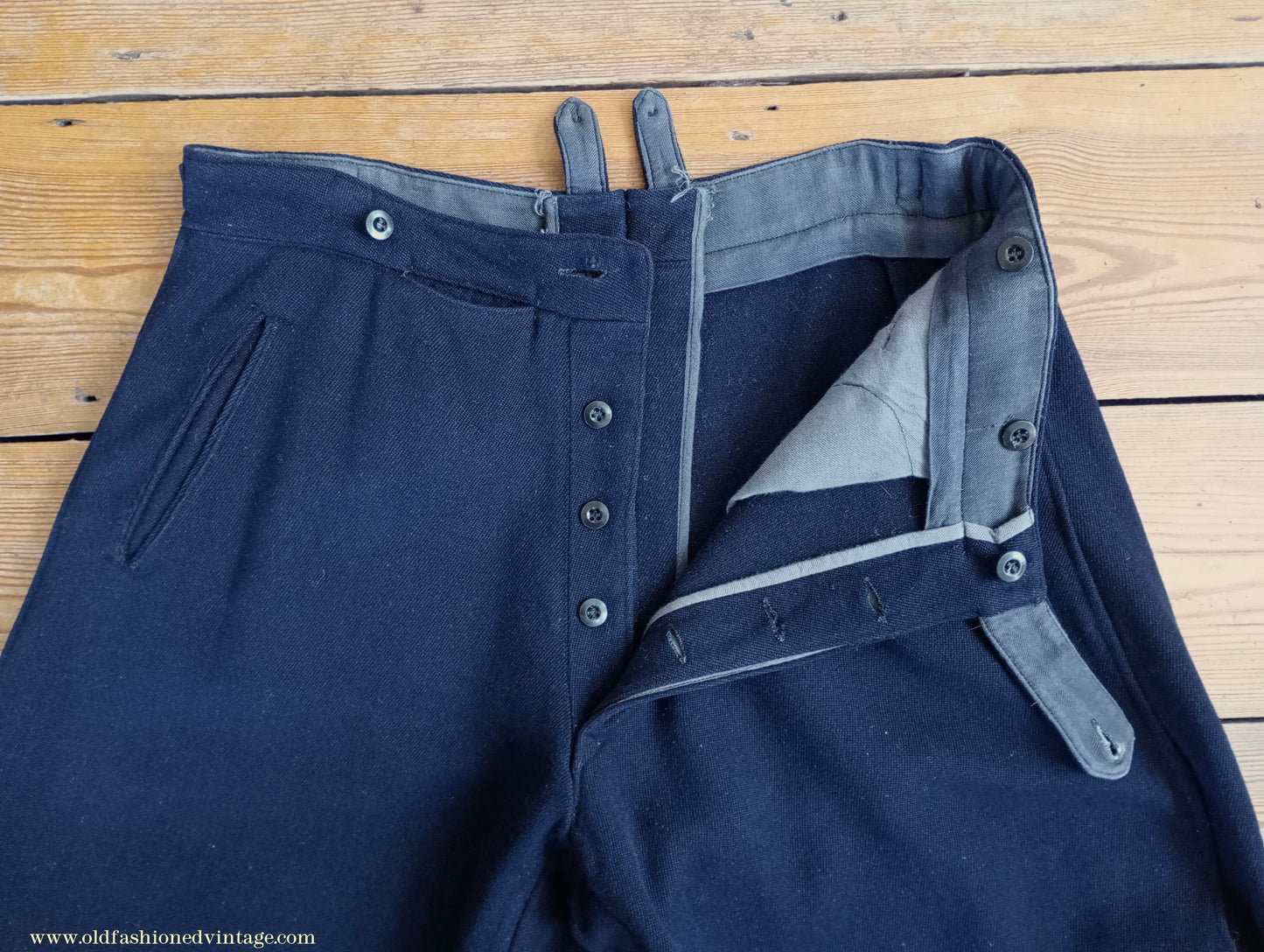 Vintage Mens 1940s Breeches Navy Blue European Jodhpurs Riding Work Trousers Pants 40s 34"