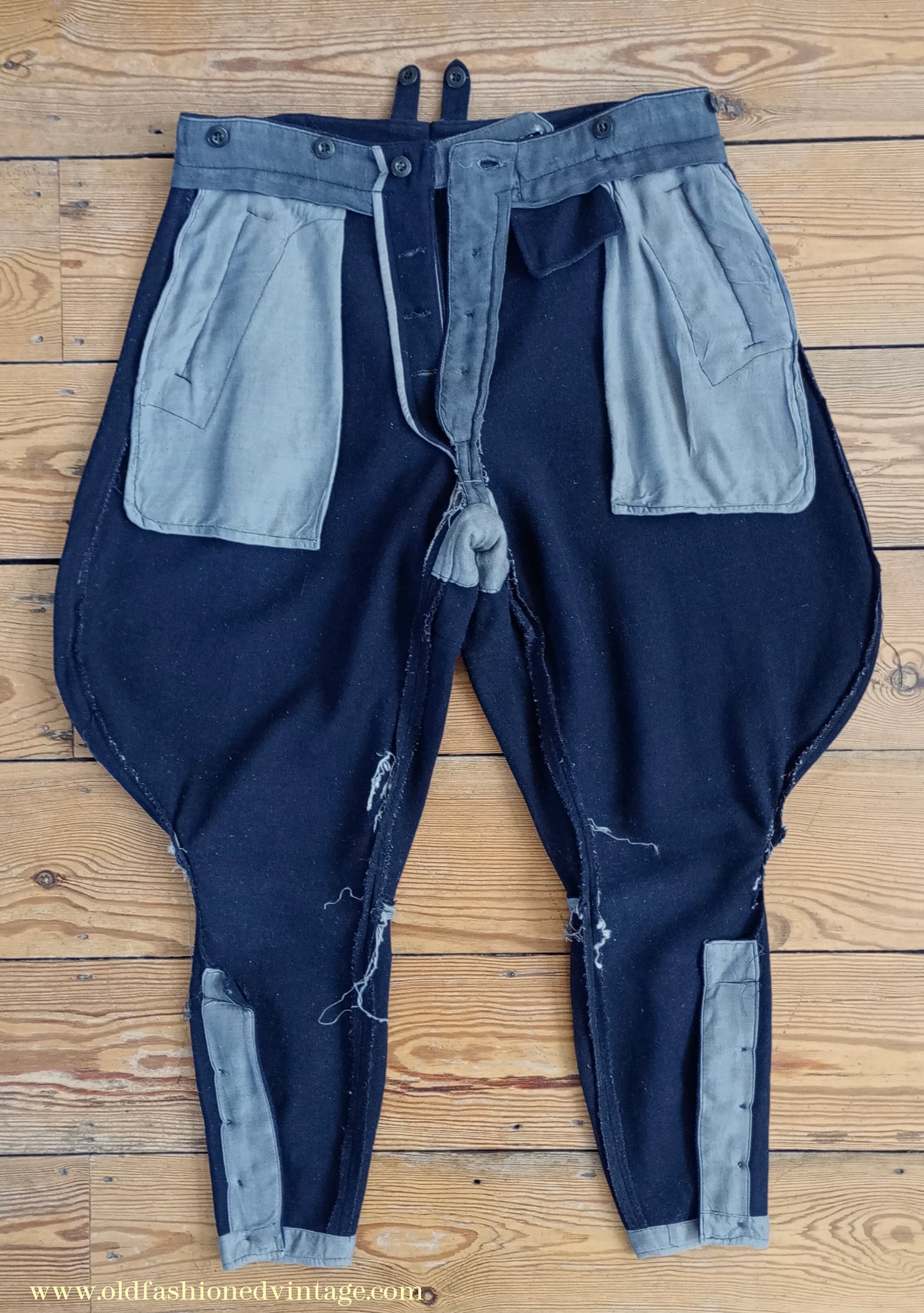 Vintage Mens 1940s Breeches Navy Blue European Jodhpurs Riding Work Trousers Pants 40s 34"
