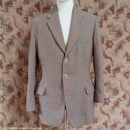 Vintage Mens 1950s Burtons Irish Tweed Sports Jacket Taupe Checked 38"