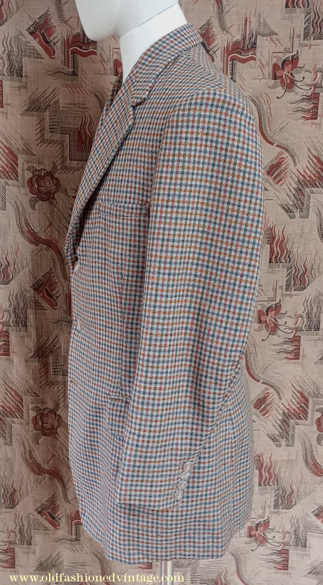Vintage Mens 1950s Burtons Irish Tweed Sports Jacket Taupe Checked 38"