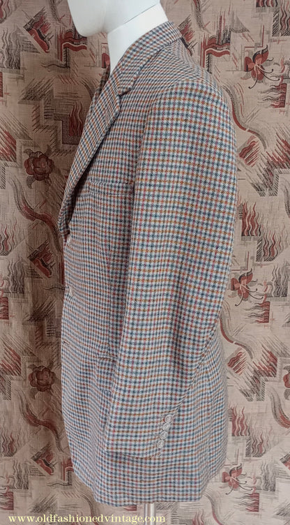 Vintage Mens 1950s Burtons Irish Tweed Sports Jacket Taupe Checked 38"
