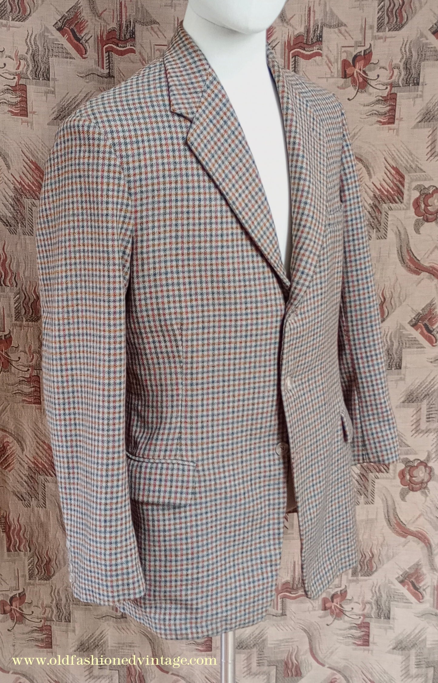 Vintage Mens 1950s Burtons Irish Tweed Sports Jacket Taupe Checked 38"