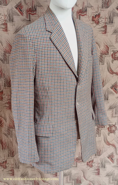 Vintage Mens 1950s Burtons Irish Tweed Sports Jacket Taupe Checked 38"