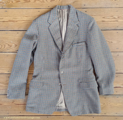 Vintage Mens 1950s Burtons Irish Tweed Sports Jacket Taupe Checked 38"