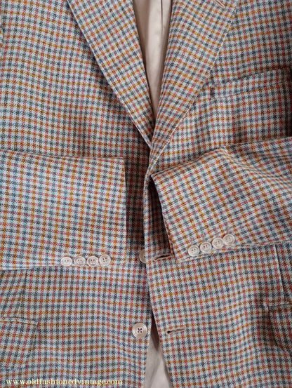 Vintage Mens 1950s Burtons Irish Tweed Sports Jacket Taupe Checked 38"