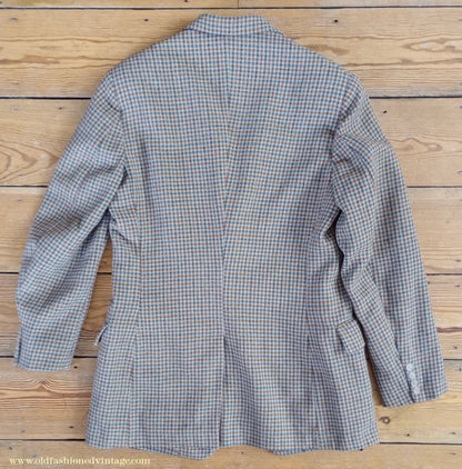 Vintage Mens 1950s Burtons Irish Tweed Sports Jacket Taupe Checked 38"