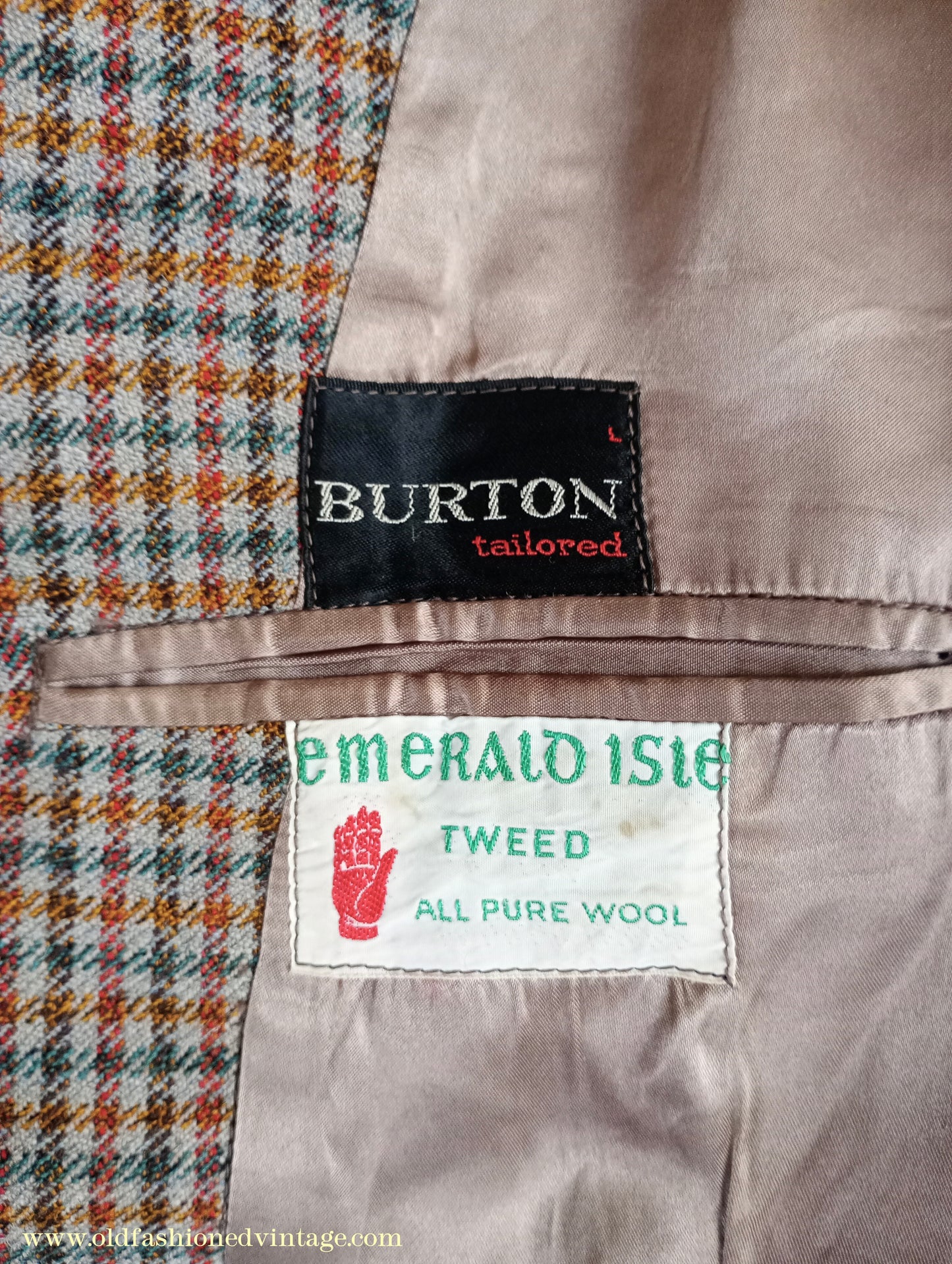 Vintage Mens 1950s Burtons Irish Tweed Sports Jacket Taupe Checked 38"