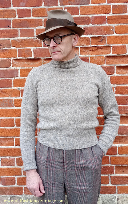Old Fashioned Garments Vintage Reproduction 1930s 1940s Mens Roll Neck Jumper Polo Turtle Sweater Small