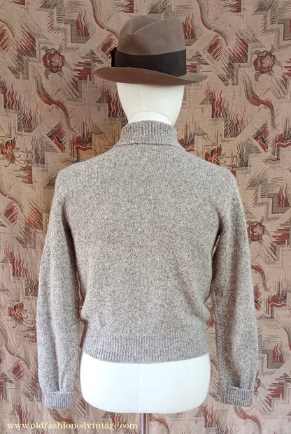 Old Fashioned Garments Vintage Reproduction 1930s 1940s Mens Roll Neck Jumper Polo Turtle Sweater Small