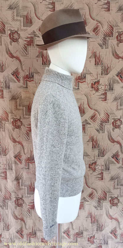 Old Fashioned Garments Vintage Reproduction 1930s 1940s Mens Roll Neck Jumper Polo Turtle Sweater Small