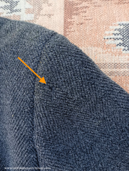 Vintage Mens 1940s 1950s Double Breasted Overcoat Coat Dark Grey Wool DB Belted Medium Long