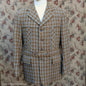 Vintage Mens 1970s Edwardian Style Bespoke Norfolk Tweed Country Belted Jacket Brown Checked Plaid Wool 40" Long