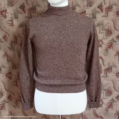 Old Fashioned Garments Vintage Reproduction 1930s 1940s Mens Roll Neck Jumper Polo Turtle Sweater Small