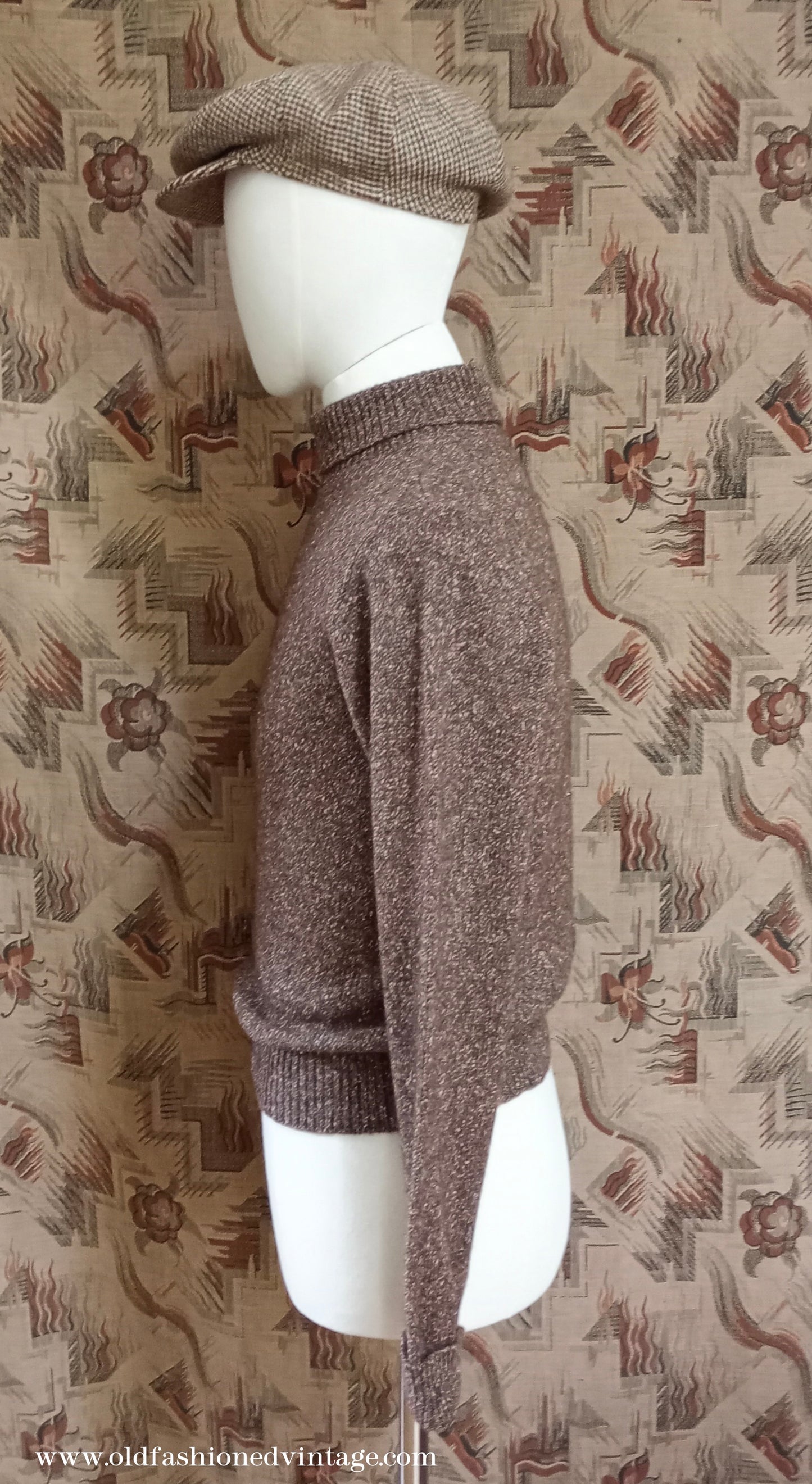 Old Fashioned Garments Vintage Reproduction 1930s 1940s Mens Roll Neck Jumper Polo Turtle Sweater Small