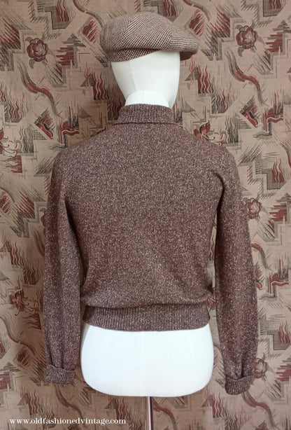 Old Fashioned Garments Vintage Reproduction 1930s 1940s Mens Roll Neck Jumper Polo Turtle Sweater Small