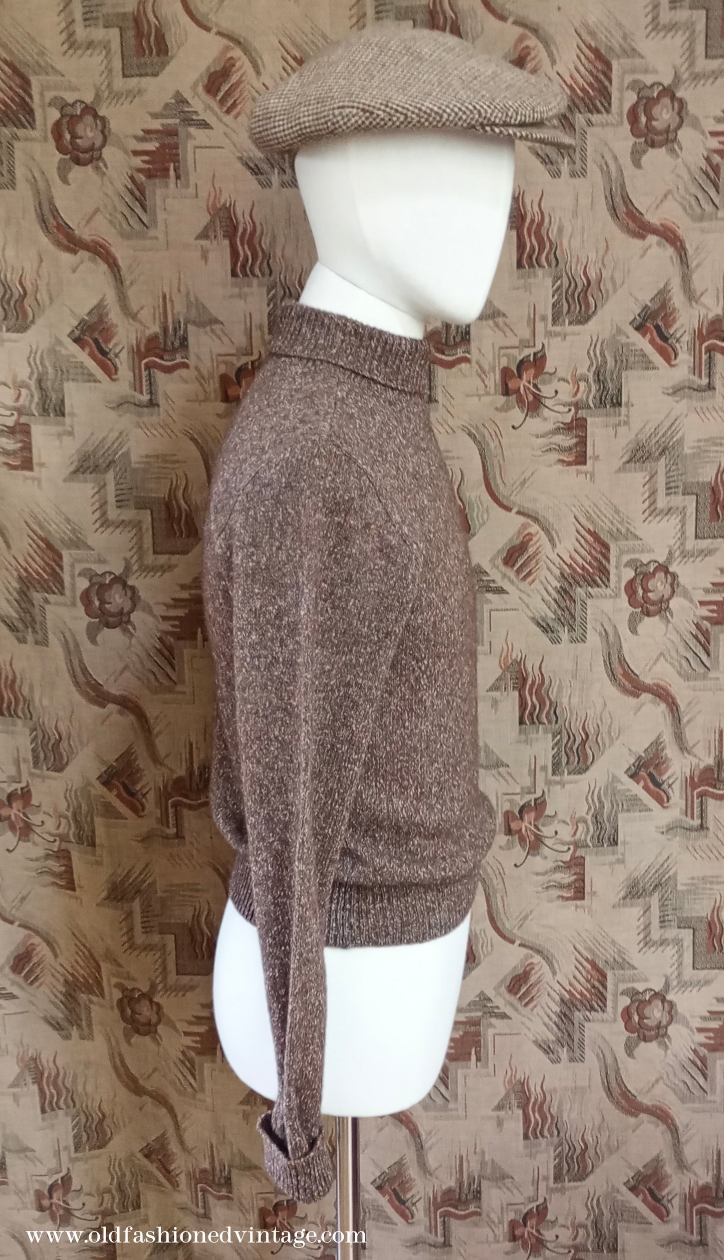 Old Fashioned Garments Vintage Reproduction 1930s 1940s Mens Roll Neck Jumper Polo Turtle Sweater Small