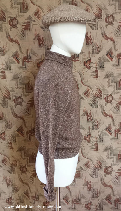 Old Fashioned Garments Vintage Reproduction 1930s 1940s Mens Roll Neck Jumper Polo Turtle Sweater Small