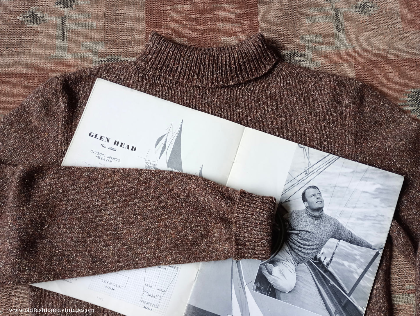 Old Fashioned Garments Vintage Reproduction 1930s 1940s Mens Roll Neck Jumper Polo Turtle Sweater Small