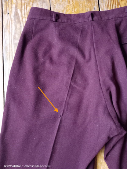 Vintage Mens Bespoke 1960s Suit Burgundy Doeskin Wool 2 Piece Tailored 42"