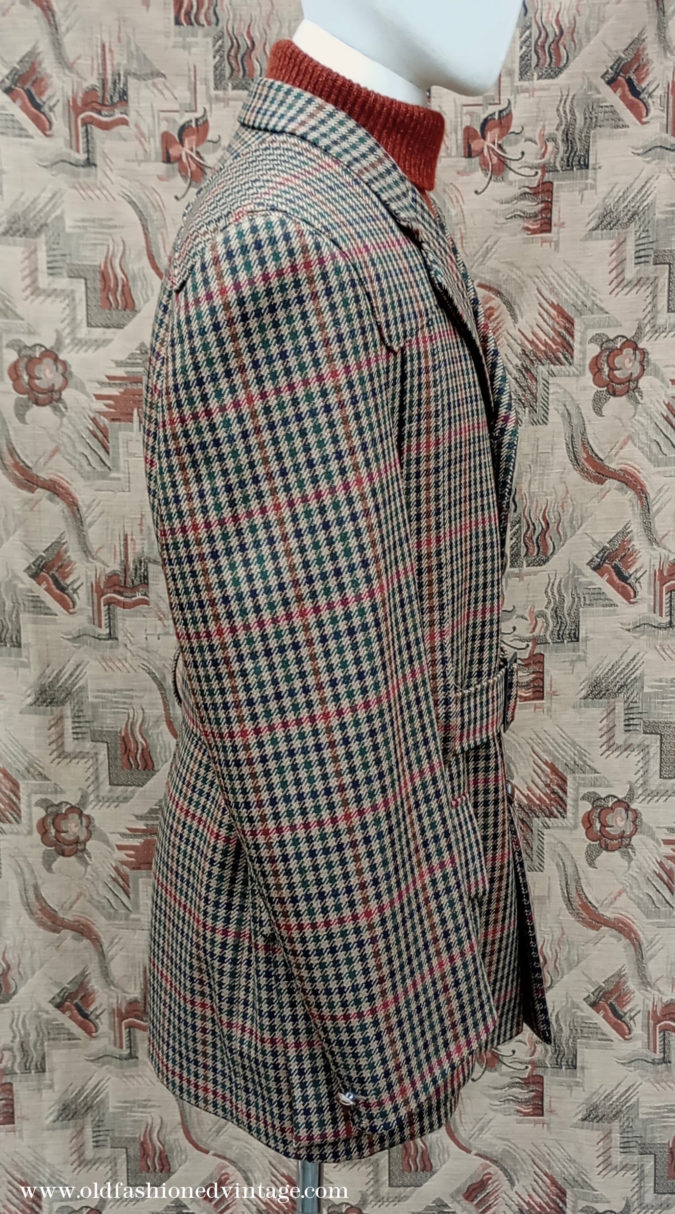 Mens John Brocklehurst Norfolk Tweed Country Belted Jacket Brown Checked Plaid Wool 42"