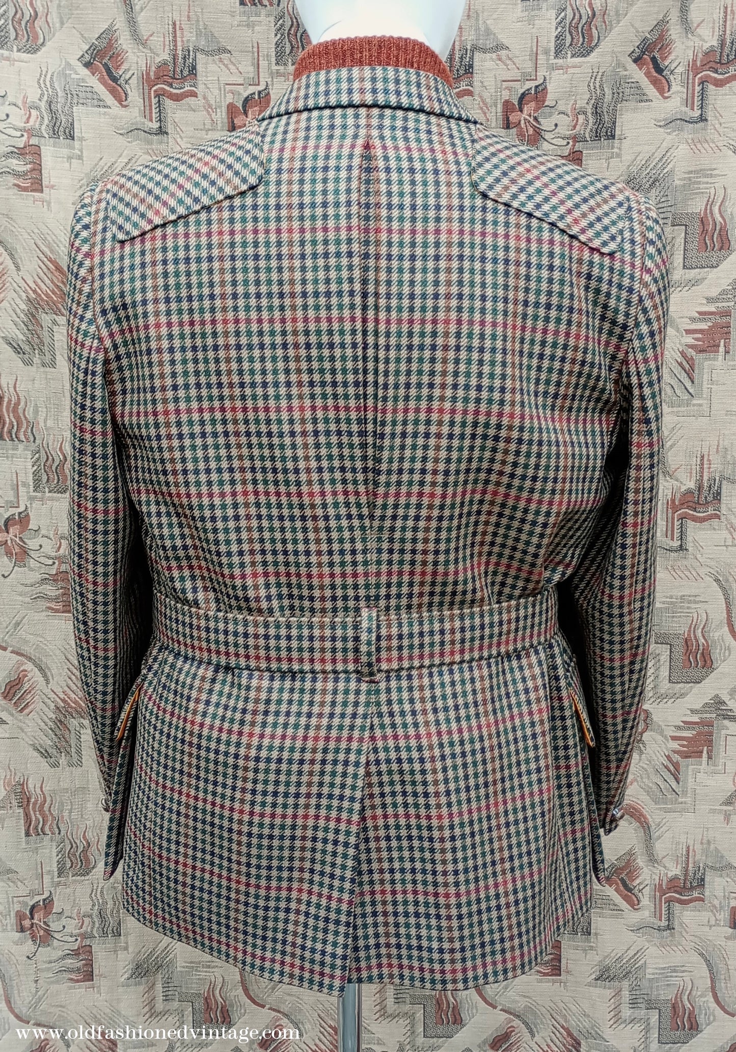 Mens John Brocklehurst Norfolk Tweed Country Belted Jacket Brown Checked Plaid Wool 42"