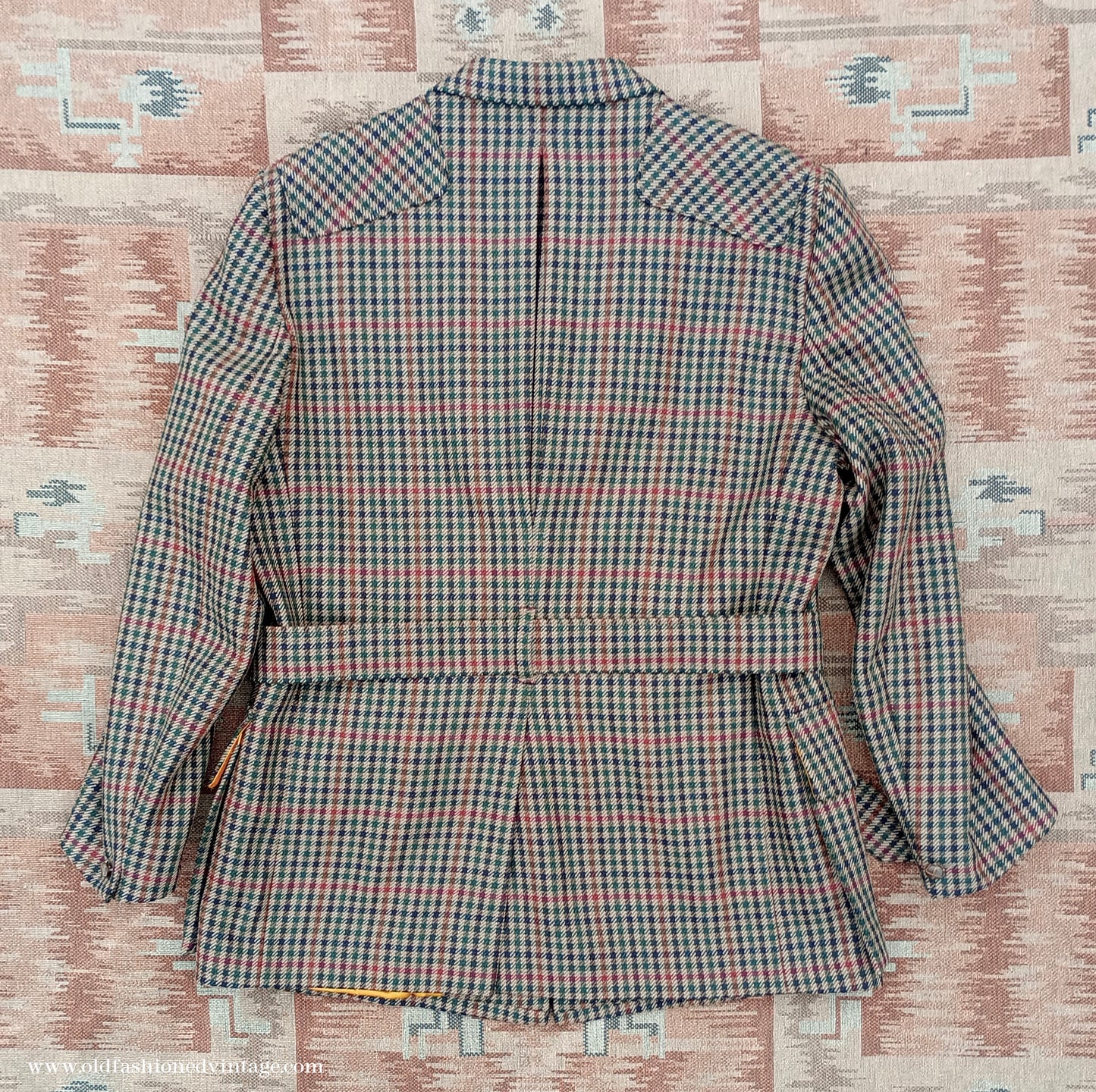 Mens John Brocklehurst Norfolk Tweed Country Belted Jacket Brown Checked Plaid Wool 42"