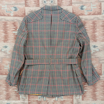 Mens John Brocklehurst Norfolk Tweed Country Belted Jacket Brown Checked Plaid Wool 42"